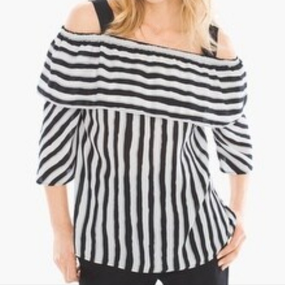 ❤️3 for$25❤️Chicos Womans Cold Shoulder Blouse◇